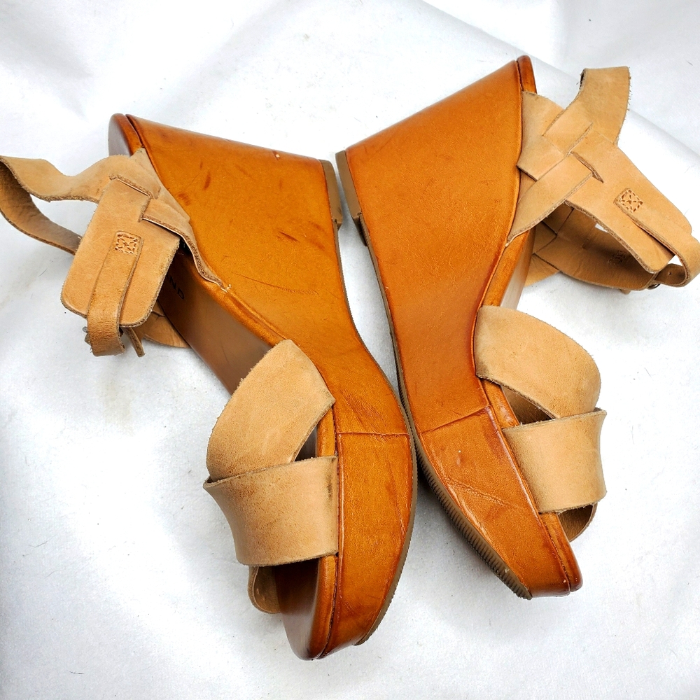 Lucky Brand Leather Size 7 Wedge Sandals - Picture 3 of 12